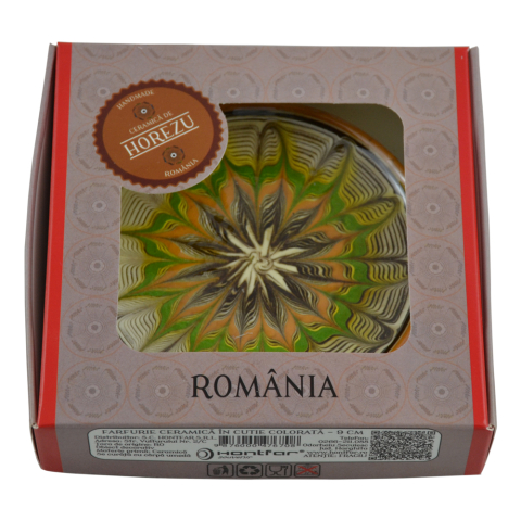 Souvenir România - Farfurie ceramica in cutie colorata 9cm