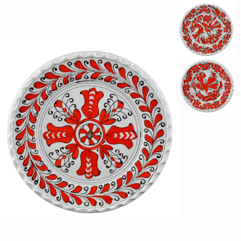 Souvenir România - Farfurie pentru decor din ceramica cu margine ondulata 21 x 3 cm modele diferite