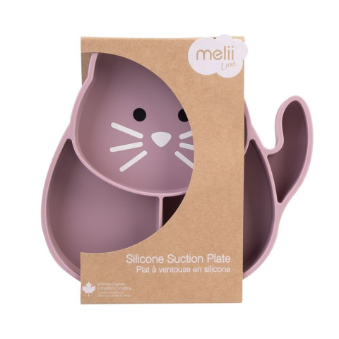 Accesorii hrănire bebe - FARFURIE COMPARTIMENTATA DIN SILICON CU VENTUZA, MELII LUXE, PISICA