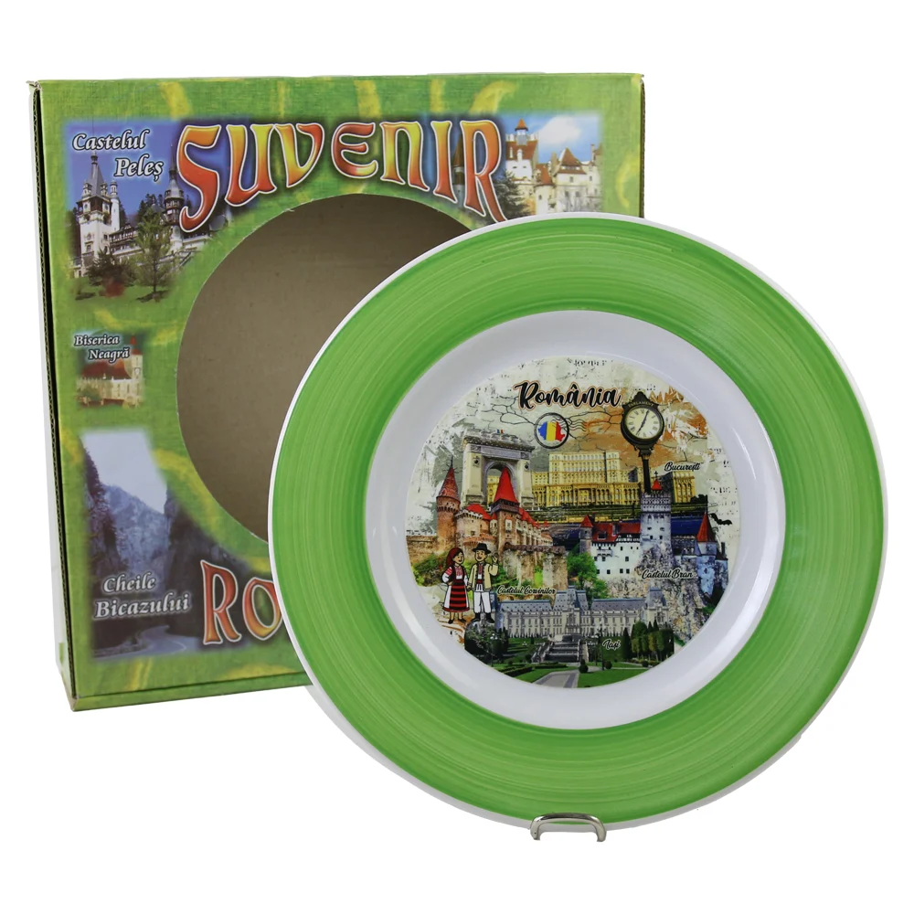 Casă și decorațiuni - Farfurie decorativa din ceramica 20 cm Cladiri faimoase Romania
