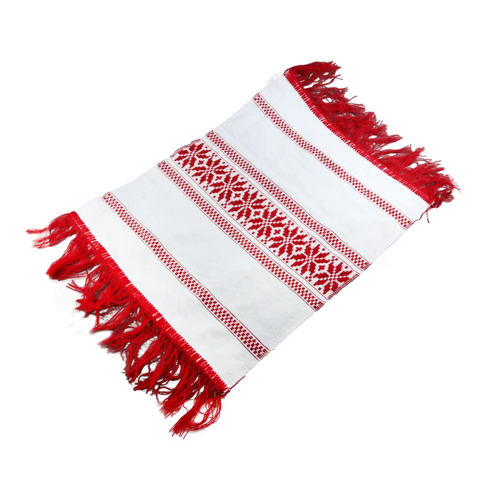 Casă și decorațiuni - Fata de masa artizanat 50x37cm alb/rosu
