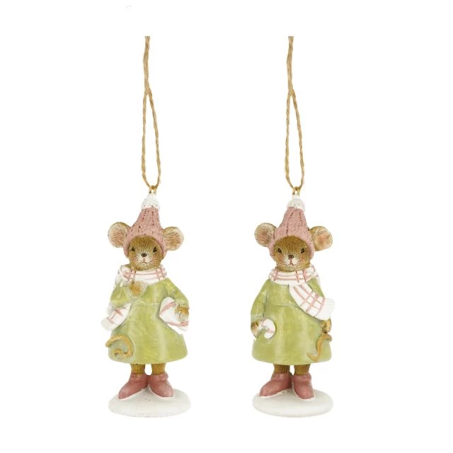 Noutăți Librăria Compas - Ornament soricel din rasina cu agatatoare 3.2x3x8.2 cm