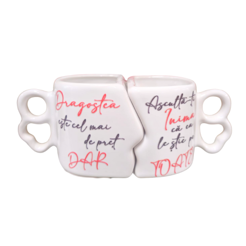 Cana dubla personalizata cu text de dragoste 13x8 cm modele diferite [2]