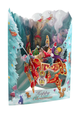 Articole Party - Felicitare 3D Santoro Swing Cards sania lui Mos Craciun 15 x 20 cm
