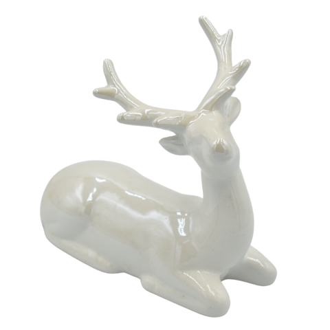 Noutăți Librăria Compas - Figurina din ceramica ren culcat 14.5x6x12 cm