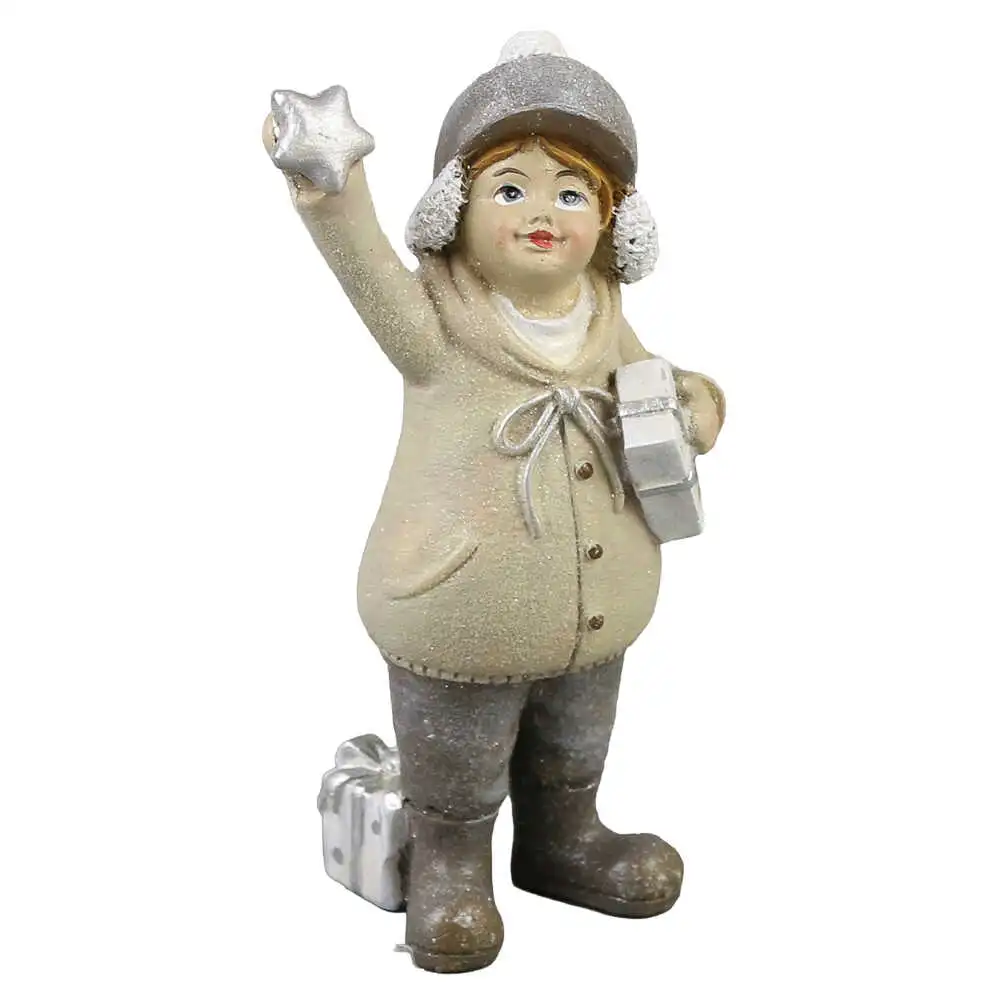 Figurina de Craciun din rasina copilas cu cadouri 13.5 cm modele diverse [2]