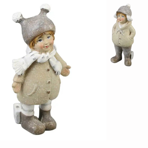 Decorațiuni de interior - Figurina de Craciun din rasina copilas cu cadou 9 cm modele diverse