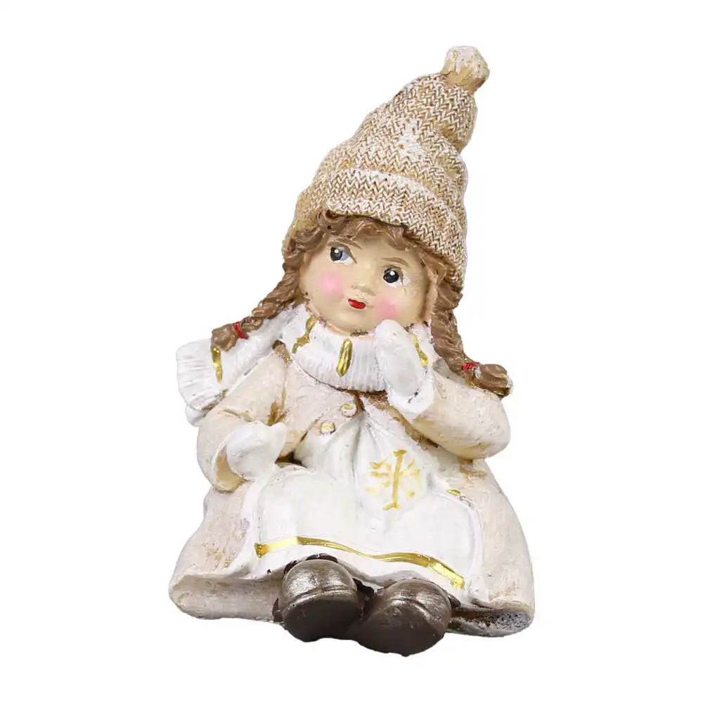 Decorațiuni de interior - Figurina de Craciun din rasina fetita 9 cm