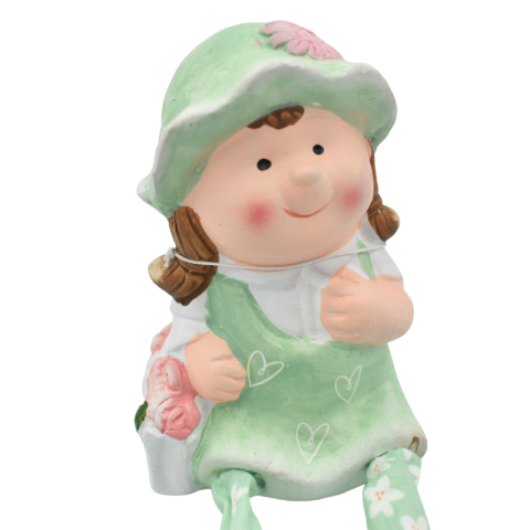 Figurina fata din ceramica 7x18 cm cu picioare textile verde [1]