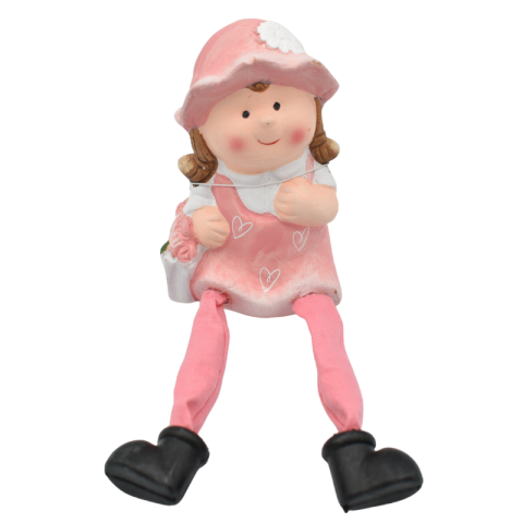 Ornamente și figurine decorative - Figurina fata din ceramica 7x18cm cu picioare textile roz