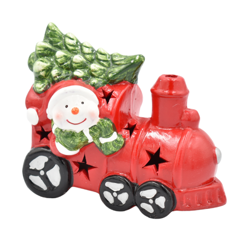 Noutăți Librăria Compas - Trenulet cu om de zapada din ceramica 13x6.5x11 cm