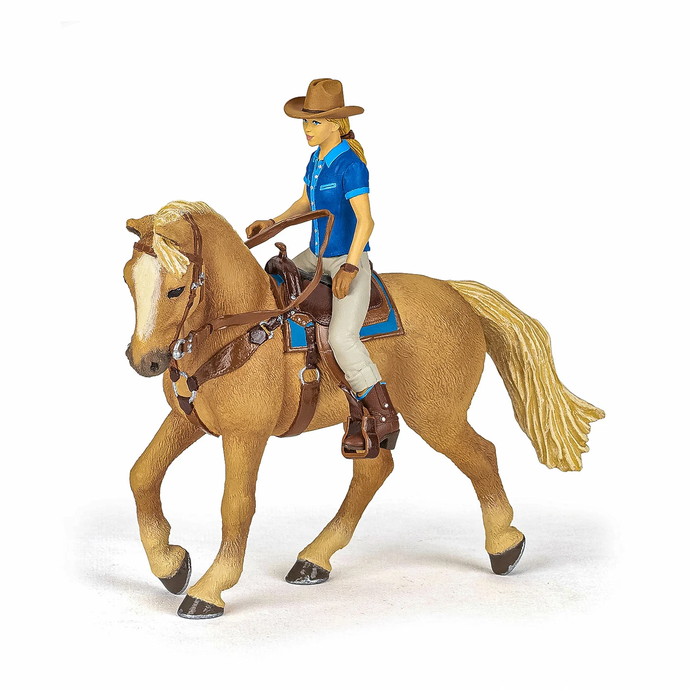 Noutăți Librăria Compas - Figurina Papo Set Cowgirl pe cal USA 10 x 16 x 19 cm
