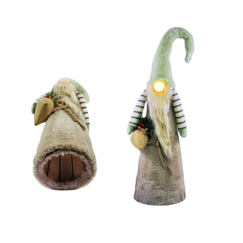 Ornamente și figurine decorative - Figurina spiridus textil cu LED 68 cm verde