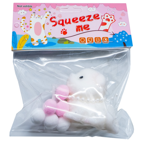 Jucării senzoriale și antistres - Figurina Squeezy pisica 60g alba 6.5x4x5 cm