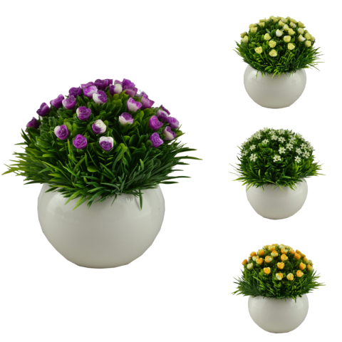 Aranjamente florale - Floare artificiala floare heliotrop trandafiri pitici diverse culori 12 x 12 x 13 cm