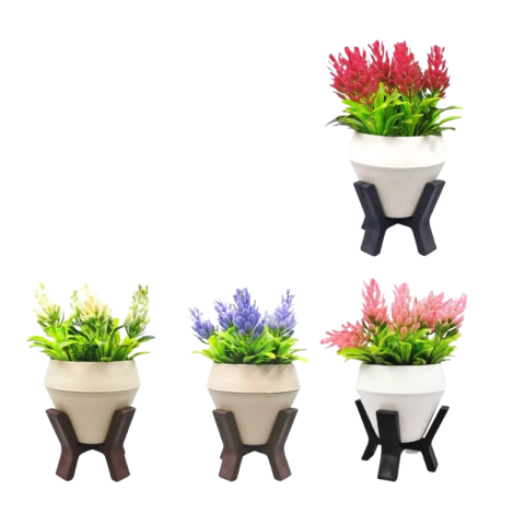 Aranjamente florale - Floare artificiala in ghiveci plastic cu suport 7.5x15 cm diverse culori