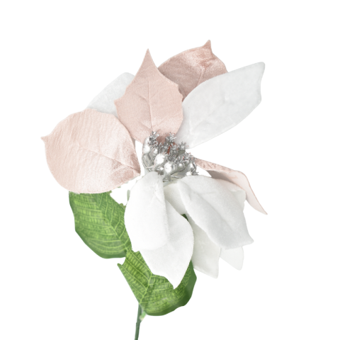 Flori artificiale decorative de Craciun 65 cm roz cu alb [2]