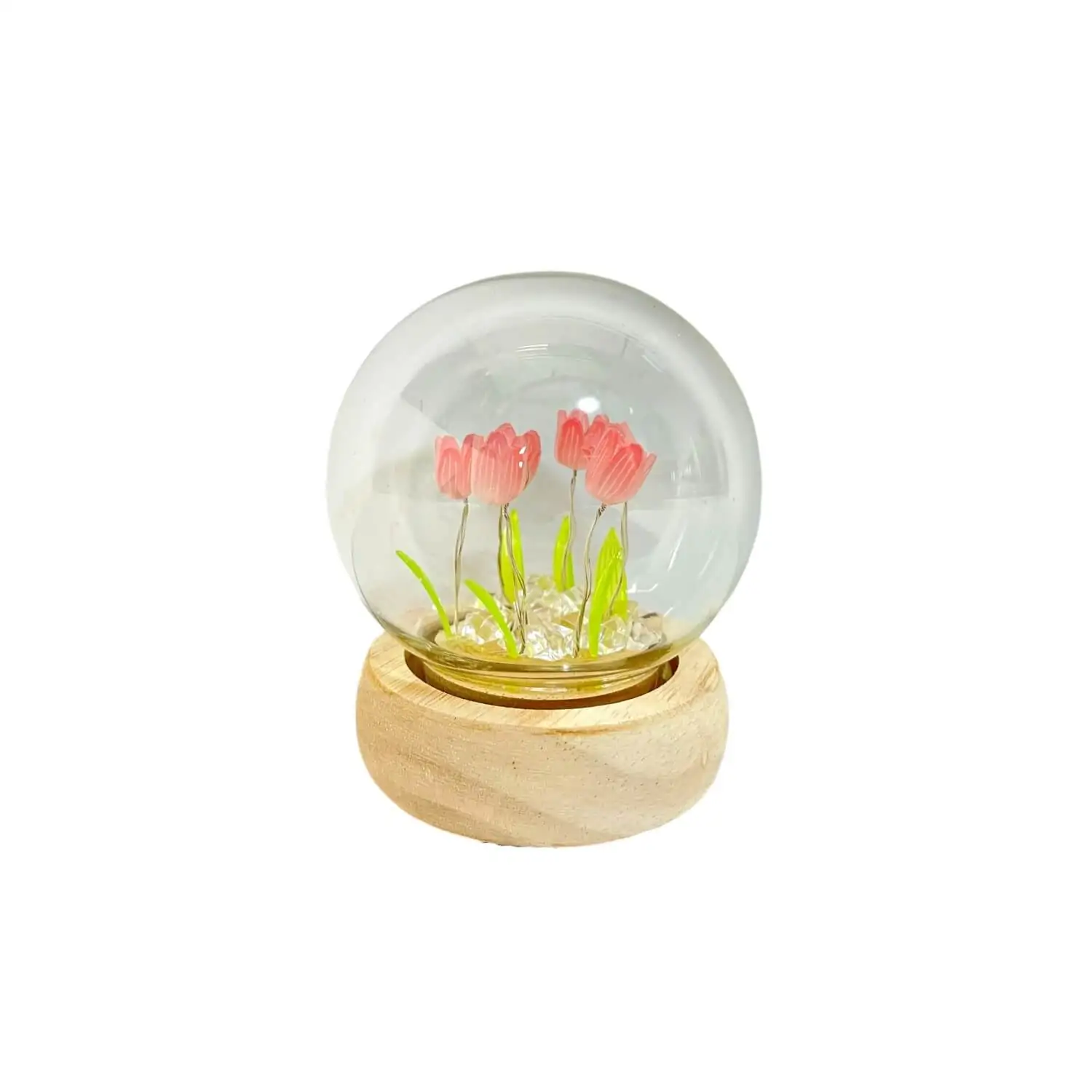 Flori cu luminite decor sticla si lemn [0]