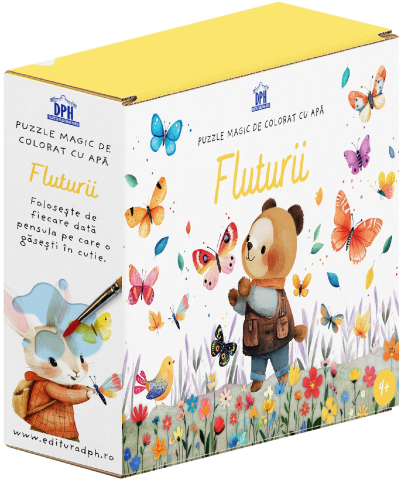 Cărți de colorat - Fluturii. Puzzle magic de colorat cu apa