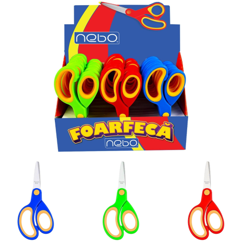 Foarfece școlare - Foarfeca 13 cm maner ergonomic diverse culori Nebo