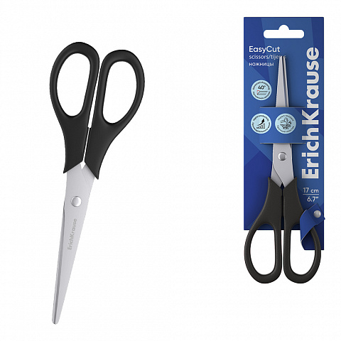 Foarfece școlare - Foarfeca ErichKrause EasyCut 17 cm neagra