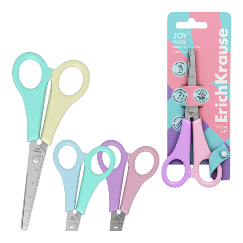 Foarfece școlare - Foarfece pentru stangaci ErichKrause JOY Pastel 13.5 cm culori diferite