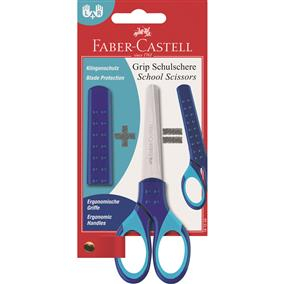 Foarfece școlare - Foarfeca scolara cu protectie grip albastra Faber-Castell