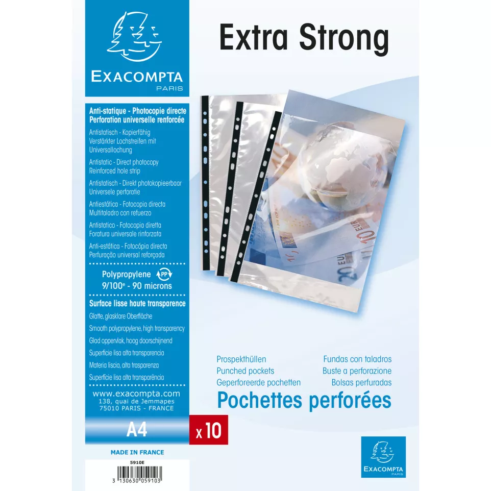 Birotică și accesorii birou - Folie protectie documente A4 90 microni 10/set Exacompta