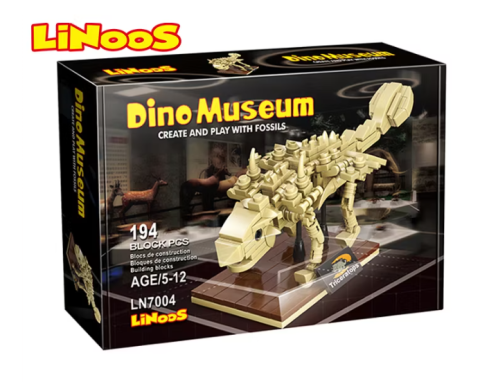 Jucării și jocuri - Set constructii Fossil Building Blocks Dino Museum Ankylosaurus Linoos 194 piese