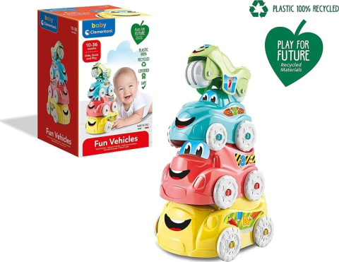 Jucării și articole pentru bebeluși - Joc stivuibil Clementoni Baby vehicule amuzante Play For Future