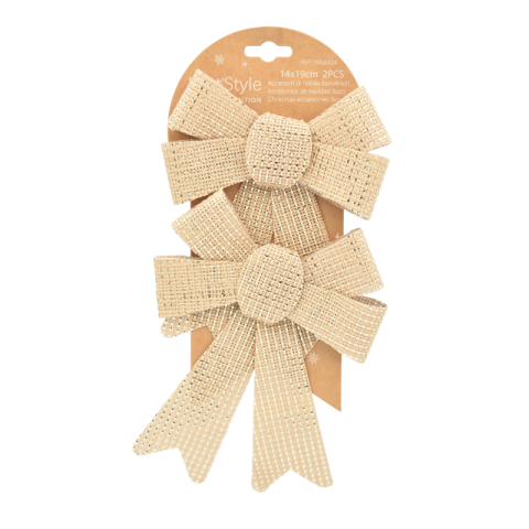 Decorațiuni pentru brad - Set 2 fundite decorative 14x19 cm auriu