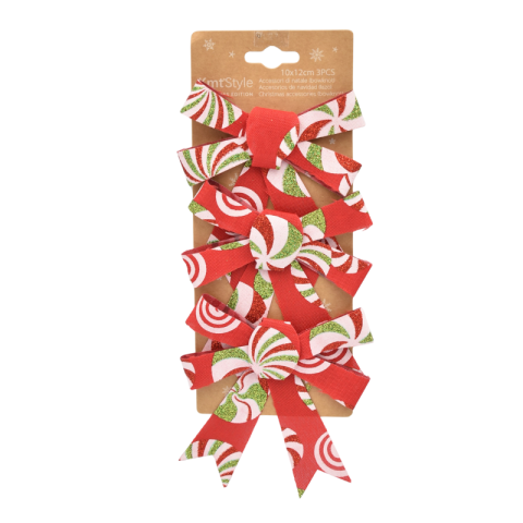 Noutăți Librăria Compas - Fundite decorative de Craciun 10x12 cm 3/set