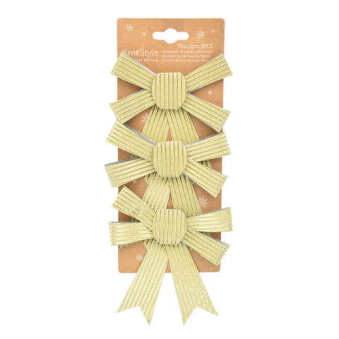 Decorațiuni pentru brad - Set 3 fundite decorative 10x12 cm auriu