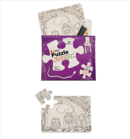 Blocuri și caiete desen artistic - Puzzle plansa de colorat Funny Mat Prieteni simpatici 12 piese