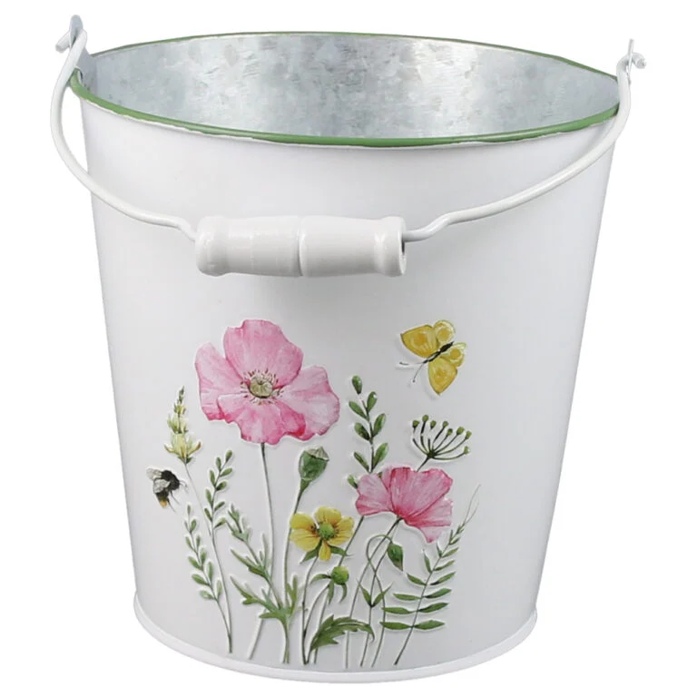 Casă și decorațiuni - Galeata din metal 16x15 cm Flori de camp