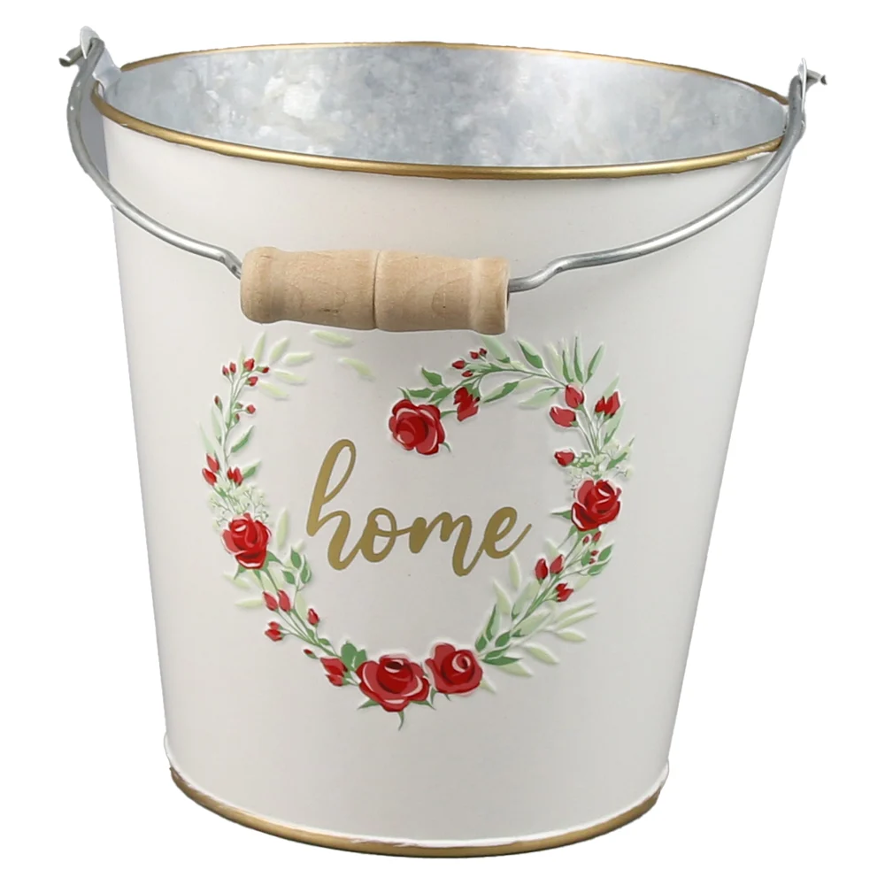 Vaze decorative - Galeata din metal 16x15 cm Trandafiri