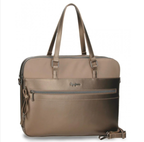 Ingrijire personală copii - Geanta business dama Pepe Jeans Ruby 2 compartimente taupe 40 x 30 x 5 cm