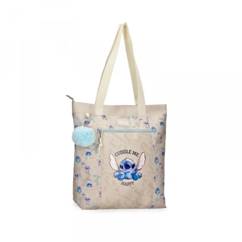 Geanta tote fete Disney Stitch Cuddle me happy bej 1 compartiment 17L [0]