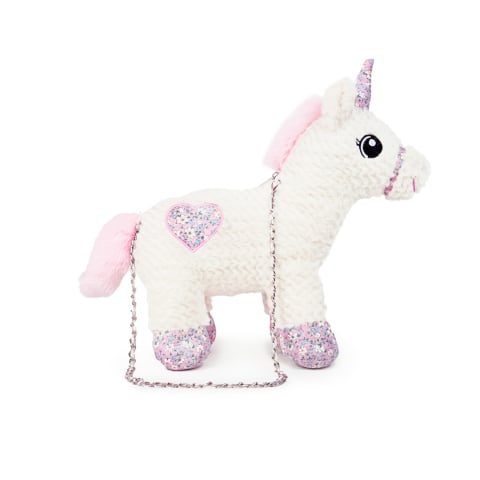 Jucării și jocuri - Jucarie de plus Unicorn tip geanta 33 cm alb