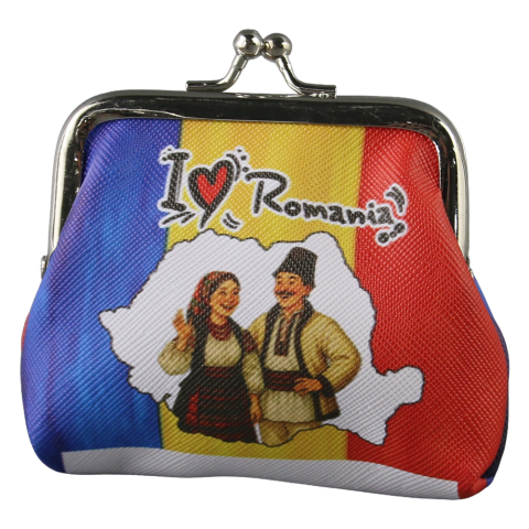 Accesorii personale și beauty - Gentuta cosmetica mini suvenir Romania 10 x 8 cm Cuplu in port traditional