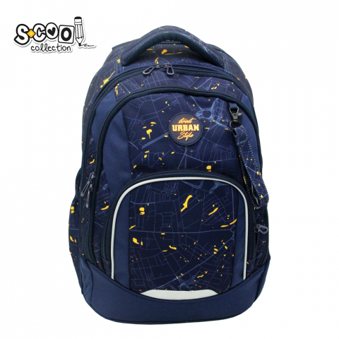 Rechizite școlare - Ghiozdan anatomic Urban Map S-Cool 28L baieti bleu