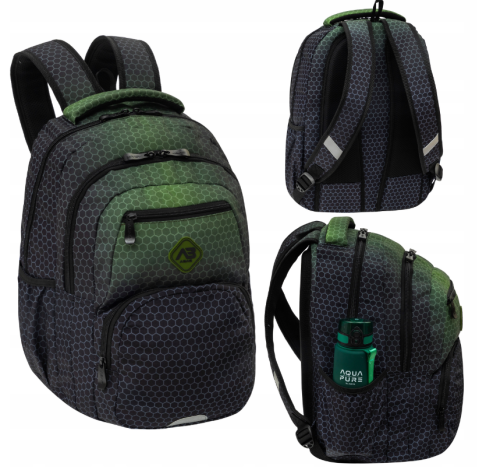 Noutăți Librăria Compas - Ghiozdan Astrabag Hexagon Green Ombre cu 3 compartimente 27L