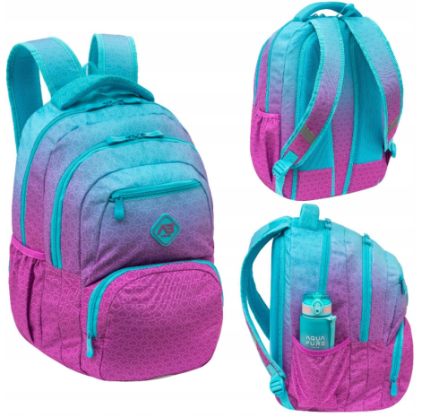 Noutăți Librăria Compas - Ghiozdan scolar Astrabag Hexagon Mint Ombre cu 3 compartimente 27L