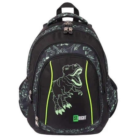 Ghiozdane școlare - Ghiozdan St.Right Reflective T-Rex 4 compartimente 26L