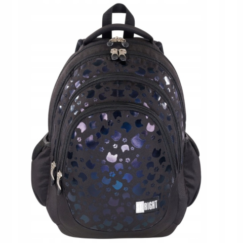 Ghiozdane școlare - Ghiozdan scolar St.Right Black Cats 4 compartimente 23L