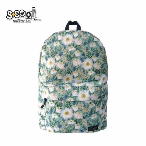 Ghiozdane școlare - Ghiozdan Classic Flowers 20L S-COOL fete verde