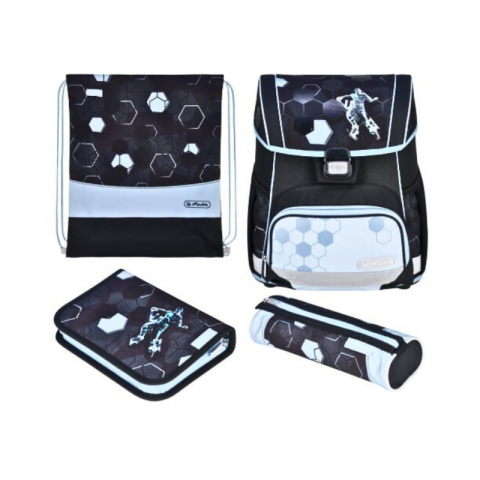 Rechizite școlare - Ghiozdan echipat Herlitz Loop Plus negru Cyber Soccer 17L