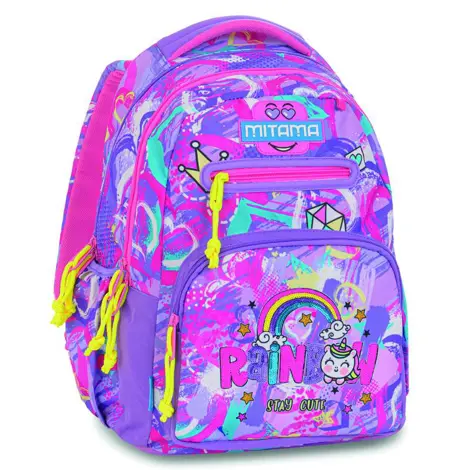 Ghiozdane școlare - Ghiozdan Mitama New Plus Rainbow 3 compartimente 30L