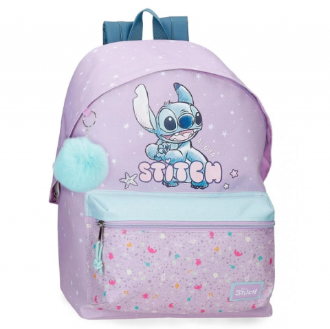 Ghiozdane și rucsacuri - Ghiozdan scoala fete Disney Lovely Stitch adaptabil lila 19L