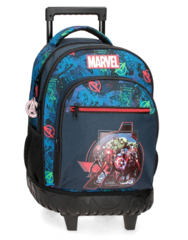 Trollere pentru copii - Ghiozdan troler baieti Marvel On The Warpath negru albastru 32 x 45 x 21 cm
